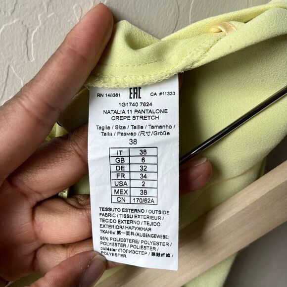 PINKO Natalia Yellow High Waisted Pleated Crepe Ankle Trouser Pants Size 2 - Picture 7 of 9